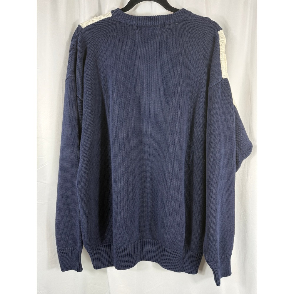 Vintage John Ashford Mens XL 100%‎ Cotton Cable Knit Color Block Sweater Preppy - Picture 6 of 8